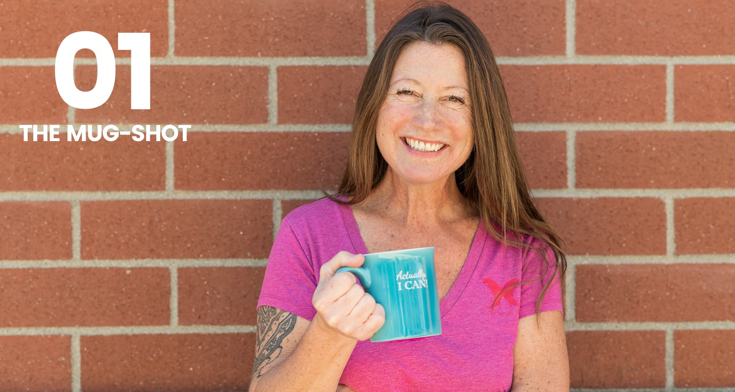 woman smiling drinking coffee